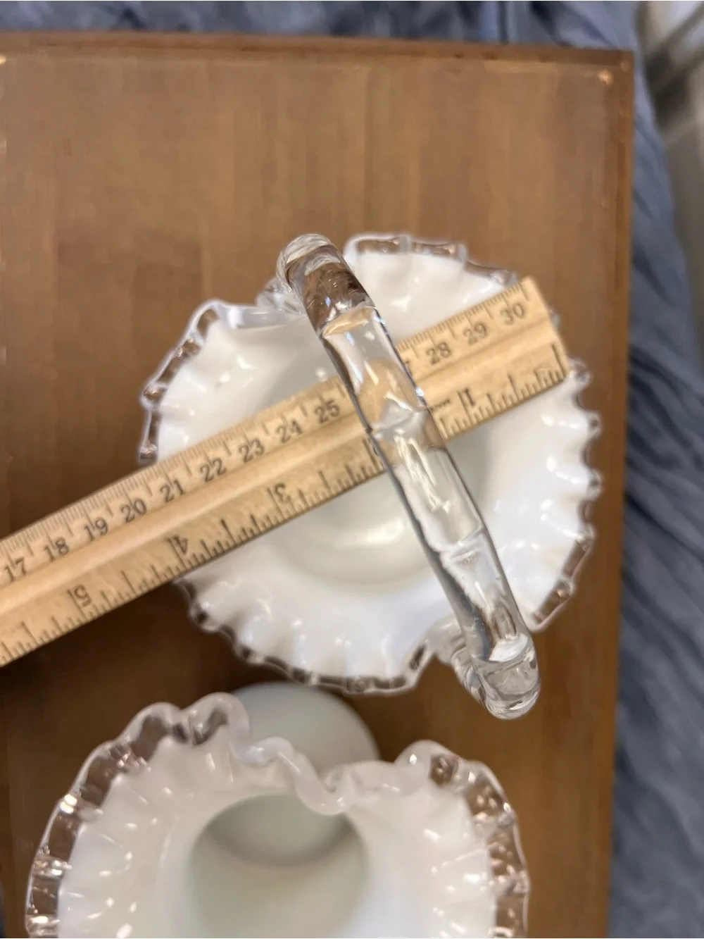 Vintage White Milk Glass Basket and White Milk Glass Ruffled Dish (set 2)